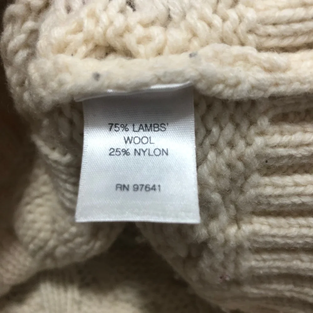 J. Jill Cable Knit Sweater Lambswool Blend Crew‎ Neck Pullover Ivory Small